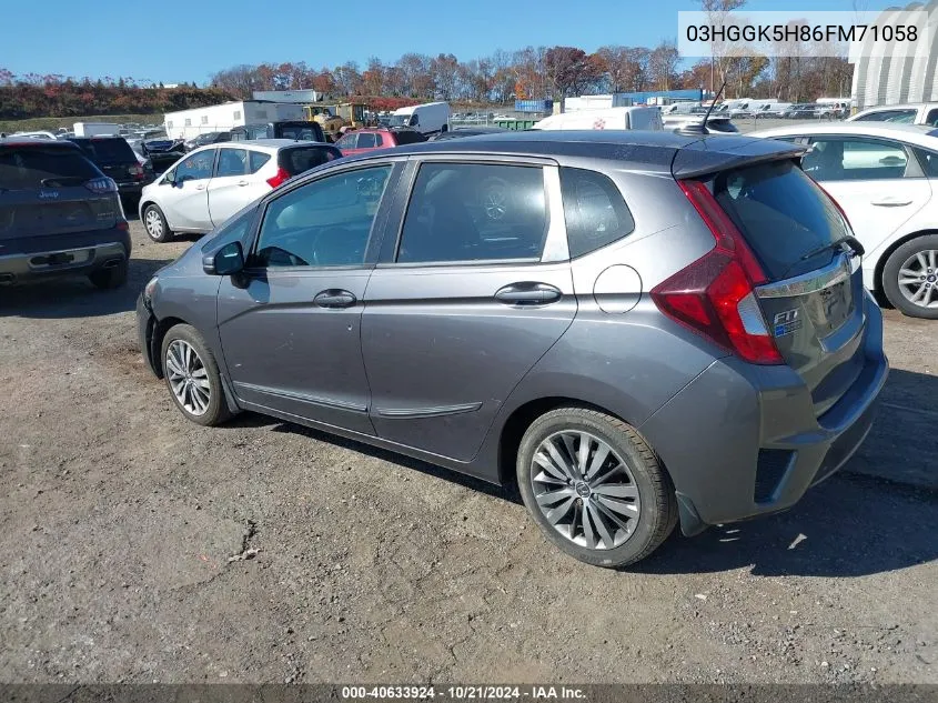 2015 Honda Fit Ex/Exl VIN: 03HGGK5H86FM71058 Lot: 40633924