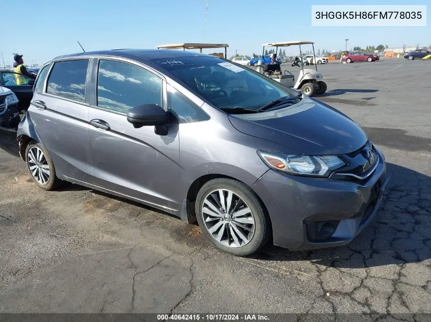 2015 Honda Fit Ex/Ex-L VIN: 3HGGK5H86FM778035 Lot: 40642415