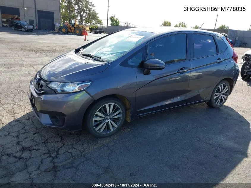 2015 Honda Fit Ex/Ex-L VIN: 3HGGK5H86FM778035 Lot: 40642415