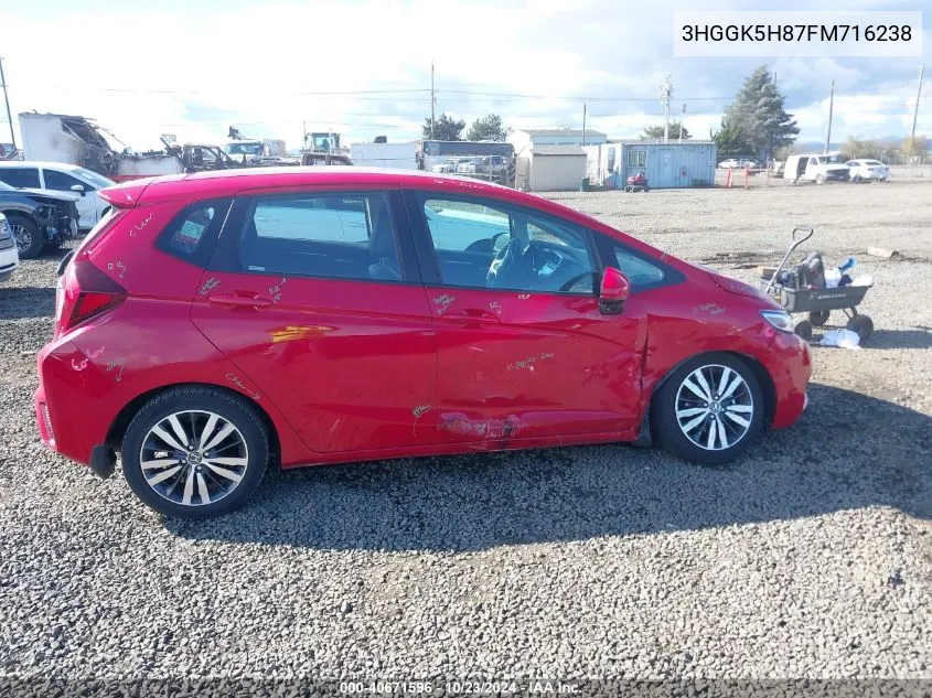 2015 Honda Fit Ex/Ex-L VIN: 3HGGK5H87FM716238 Lot: 40671596