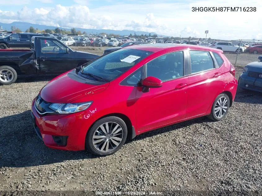 2015 Honda Fit Ex/Ex-L VIN: 3HGGK5H87FM716238 Lot: 40671596