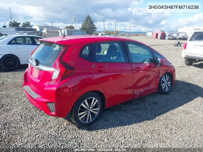 2015 Honda Fit Ex/Ex-L VIN: 3HGGK5H87FM716238 Lot: 40671596