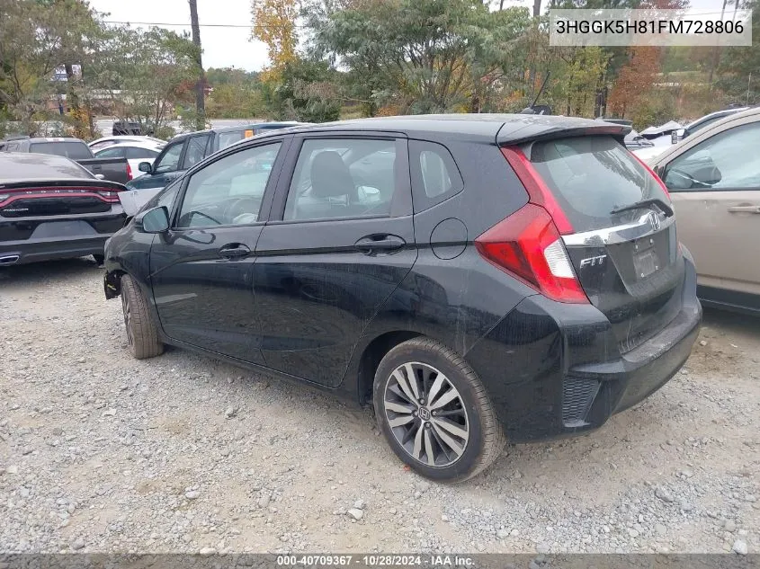 2015 Honda Fit Ex/Ex-L VIN: 3HGGK5H81FM728806 Lot: 40709367