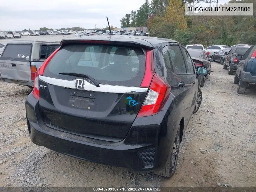 2015 Honda Fit Ex/Ex-L VIN: 3HGGK5H81FM728806 Lot: 40709367