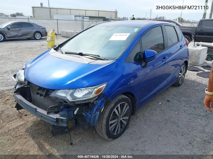 2015 Honda Fit Ex/Ex-L VIN: 3HGGK5H86FM721110 Lot: 40716826