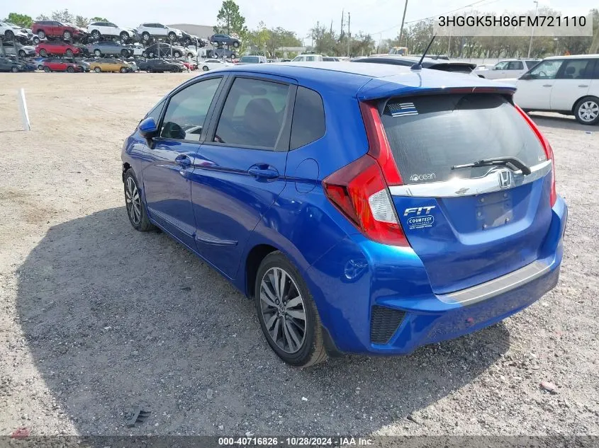 2015 Honda Fit Ex/Ex-L VIN: 3HGGK5H86FM721110 Lot: 40716826