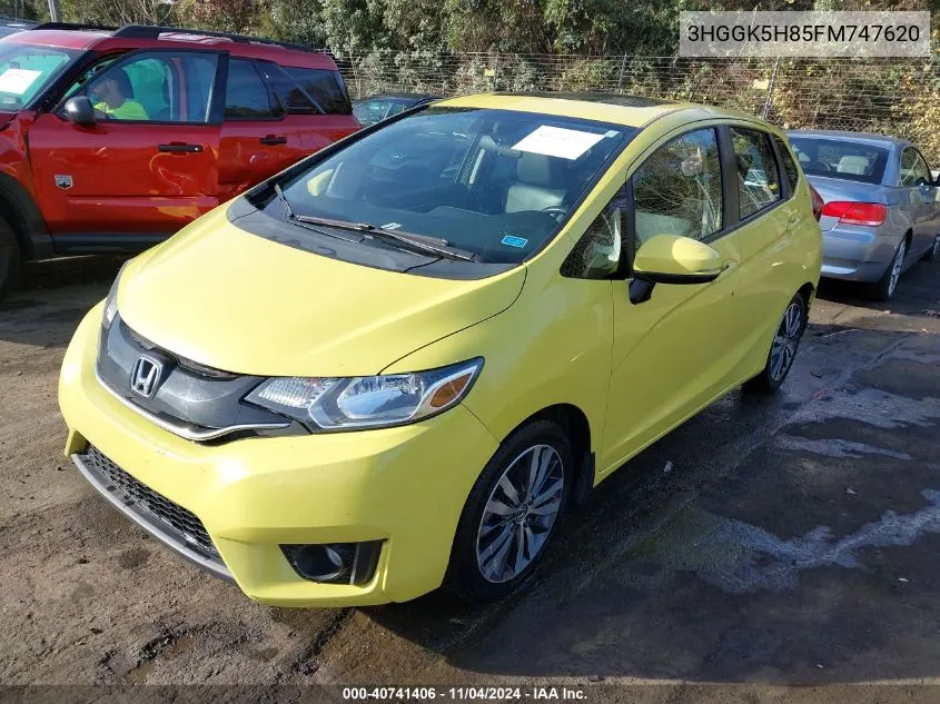 2015 Honda Fit Ex/Ex-L VIN: 3HGGK5H85FM747620 Lot: 40741406