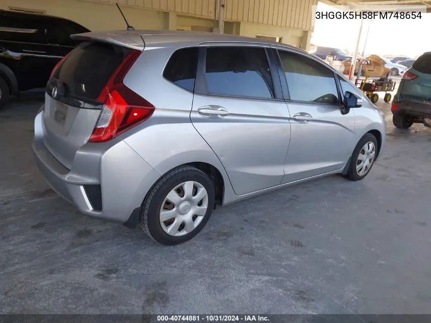 2015 Honda Fit Lx VIN: 3HGGK5H58FM748654 Lot: 40744881