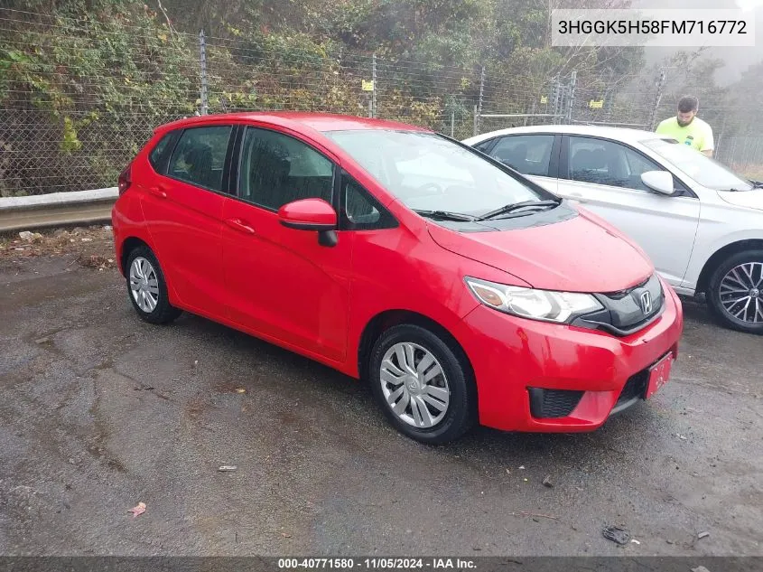 2015 Honda Fit Lx VIN: 3HGGK5H58FM716772 Lot: 40771580