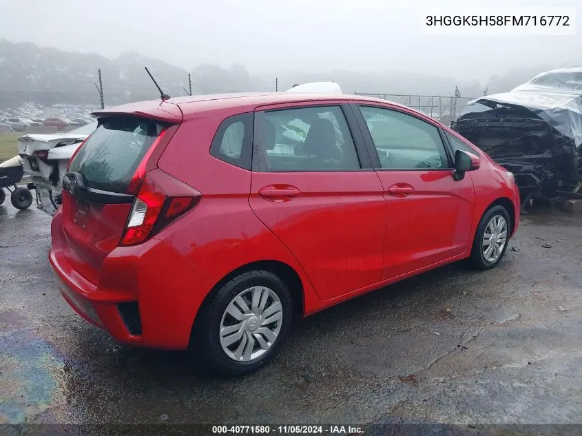 2015 Honda Fit Lx VIN: 3HGGK5H58FM716772 Lot: 40771580