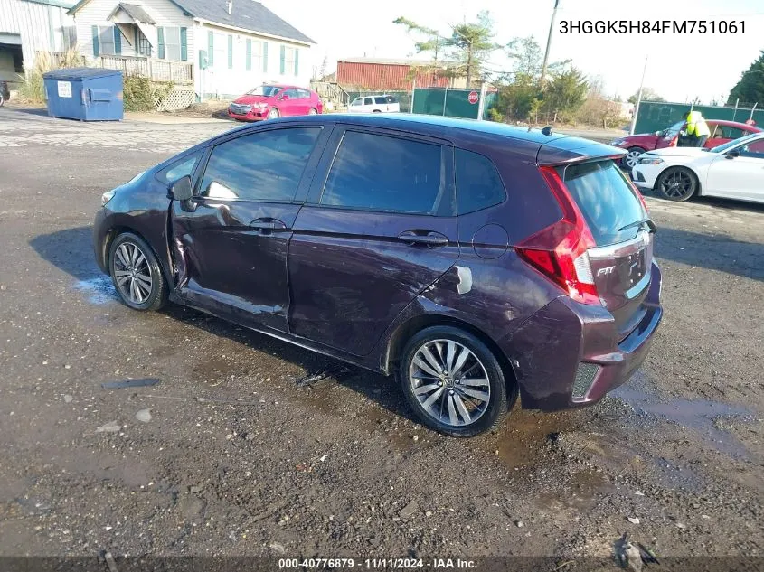 2015 Honda Fit Ex/Ex-L VIN: 3HGGK5H84FM751061 Lot: 40776879