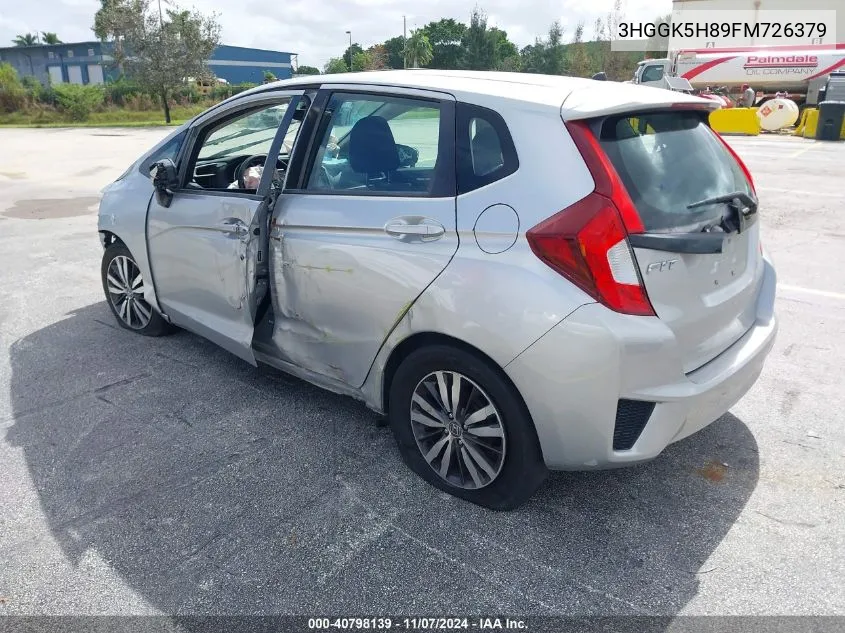 2015 Honda Fit Ex/Ex-L VIN: 3HGGK5H89FM726379 Lot: 40798139