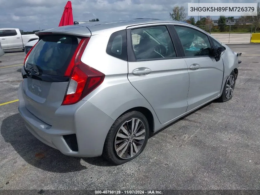 2015 Honda Fit Ex/Ex-L VIN: 3HGGK5H89FM726379 Lot: 40798139