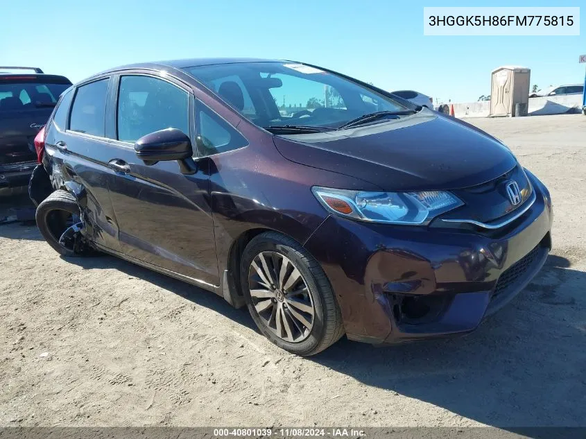 2015 Honda Fit Ex/Ex-L VIN: 3HGGK5H86FM775815 Lot: 40801039