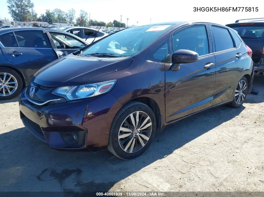 2015 Honda Fit Ex/Ex-L VIN: 3HGGK5H86FM775815 Lot: 40801039