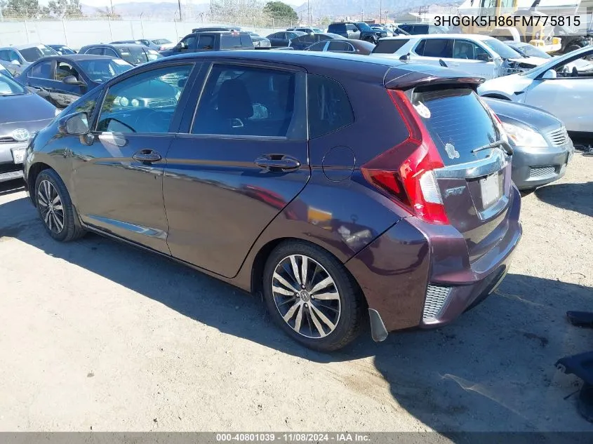 2015 Honda Fit Ex/Ex-L VIN: 3HGGK5H86FM775815 Lot: 40801039