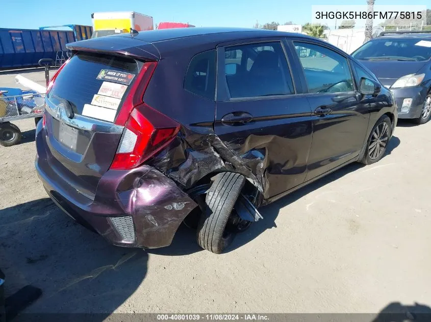 2015 Honda Fit Ex/Ex-L VIN: 3HGGK5H86FM775815 Lot: 40801039