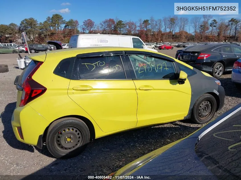 2015 Honda Fit Lx VIN: 3HGGK5H51FM752352 Lot: 40805482