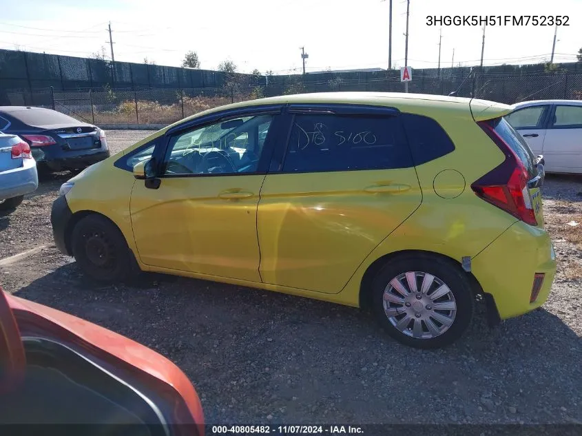 2015 Honda Fit Lx VIN: 3HGGK5H51FM752352 Lot: 40805482