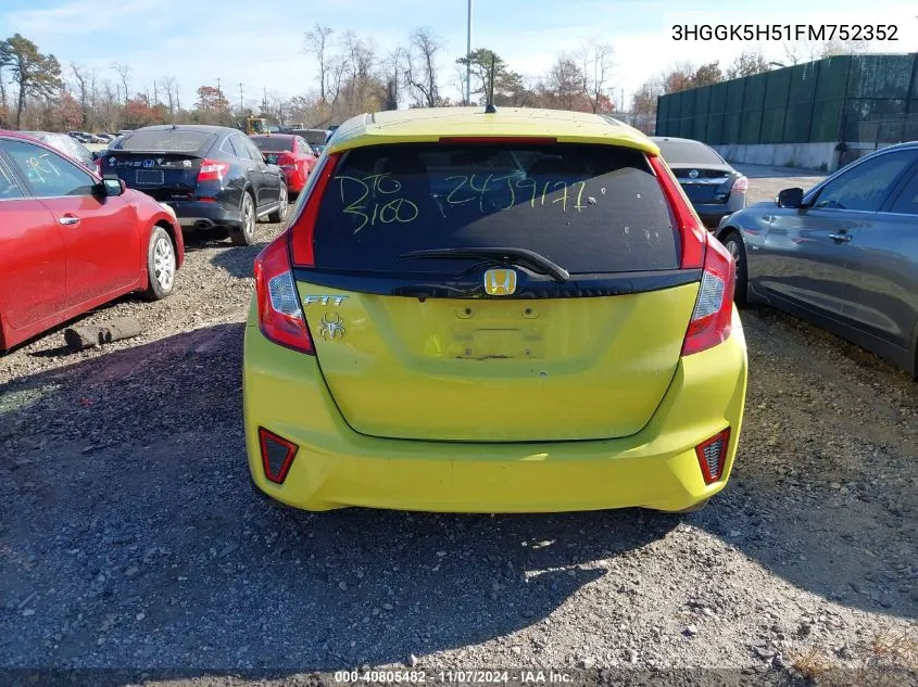 2015 Honda Fit Lx VIN: 3HGGK5H51FM752352 Lot: 40805482