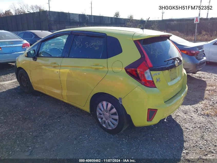 2015 Honda Fit Lx VIN: 3HGGK5H51FM752352 Lot: 40805482