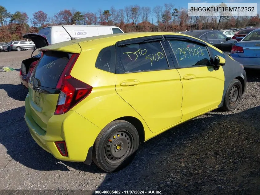 2015 Honda Fit Lx VIN: 3HGGK5H51FM752352 Lot: 40805482