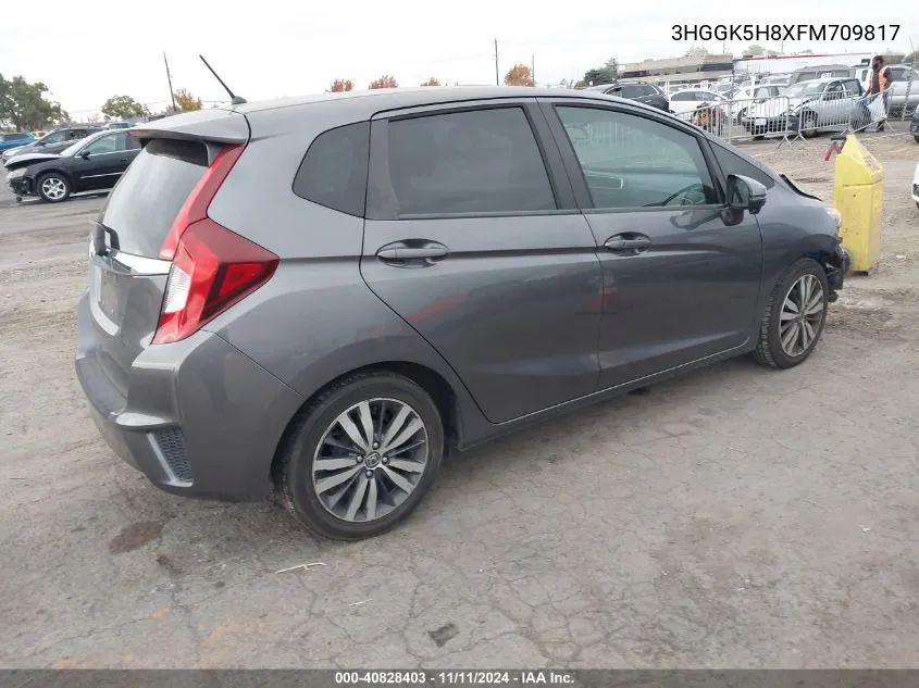 2015 Honda Fit Ex/Ex-L VIN: 3HGGK5H8XFM709817 Lot: 40828403