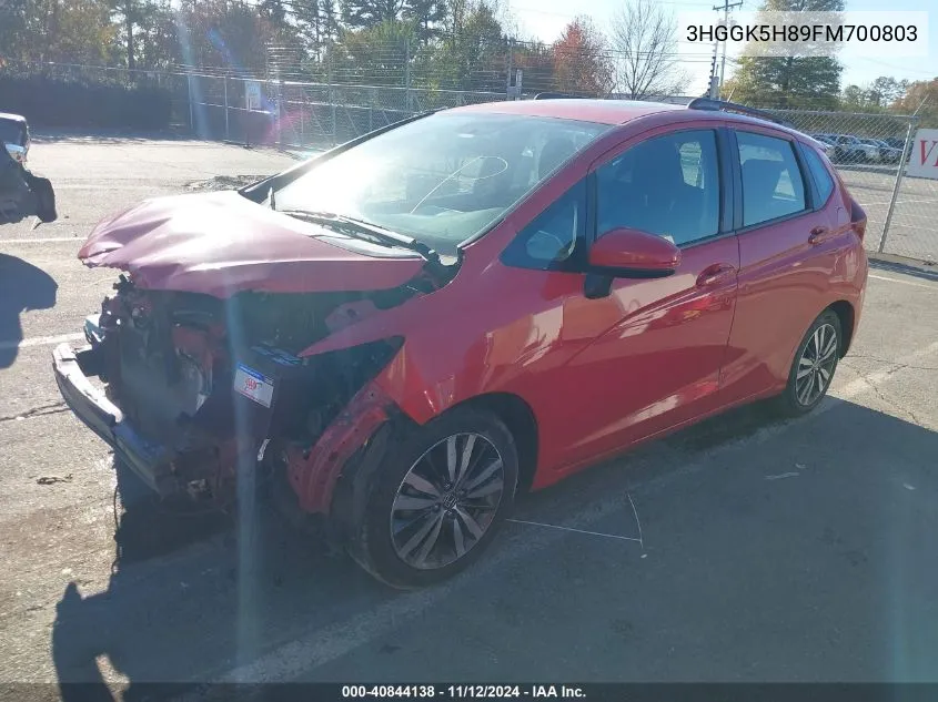 2015 Honda Fit Ex/Ex-L VIN: 3HGGK5H89FM700803 Lot: 40844138