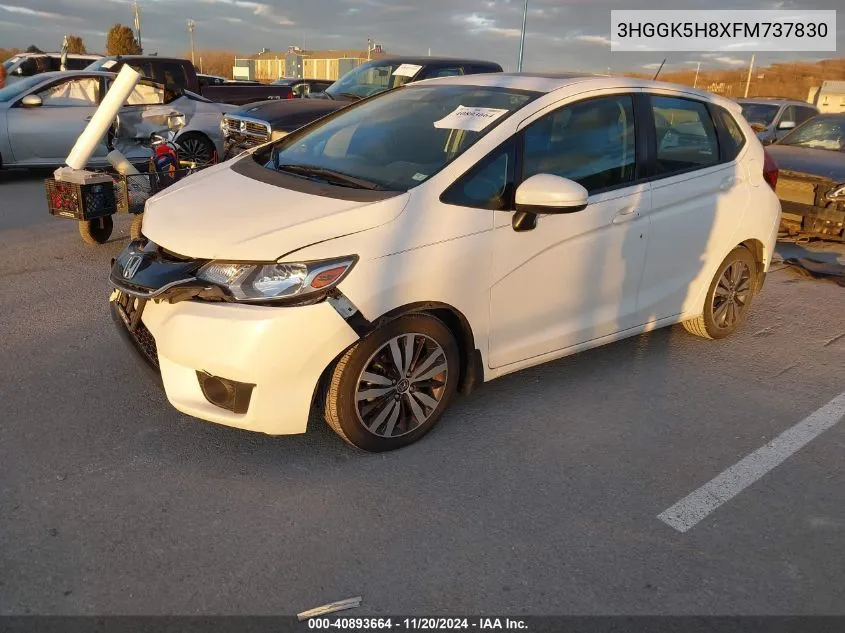 2015 Honda Fit Ex/Ex-L VIN: 3HGGK5H8XFM737830 Lot: 40893664