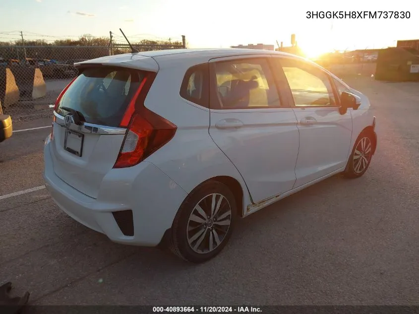 2015 Honda Fit Ex/Ex-L VIN: 3HGGK5H8XFM737830 Lot: 40893664