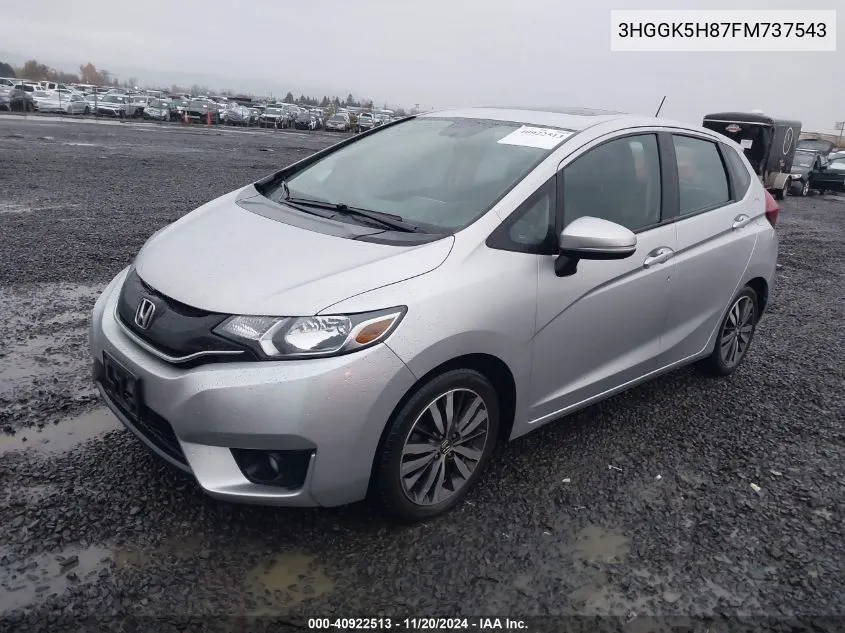 2015 Honda Fit Ex/Ex-L VIN: 3HGGK5H87FM737543 Lot: 40922513