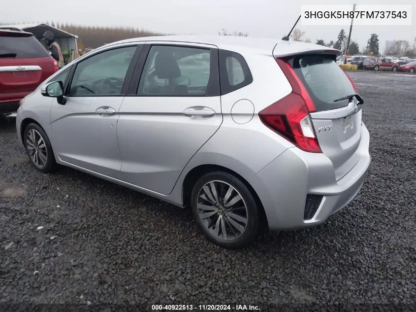 2015 Honda Fit Ex/Ex-L VIN: 3HGGK5H87FM737543 Lot: 40922513