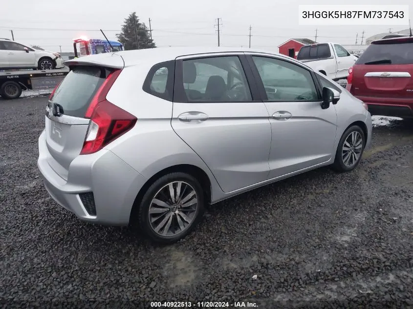 2015 Honda Fit Ex/Ex-L VIN: 3HGGK5H87FM737543 Lot: 40922513