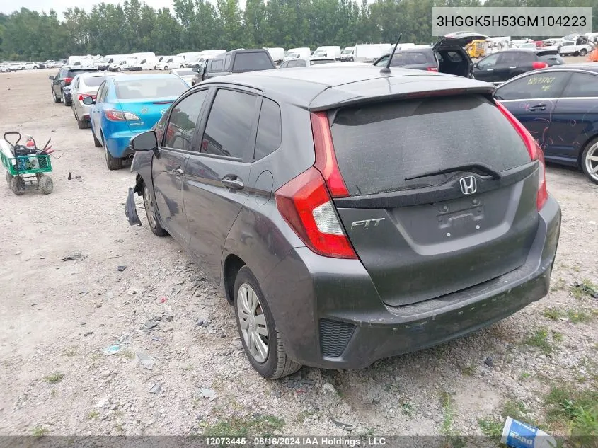 2016 Honda Fit Lx VIN: 3HGGK5H53GM104223 Lot: 12073445