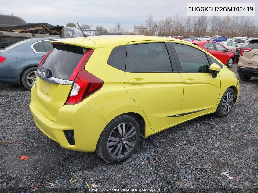 3HGGK5H72GM103419 2016 Honda Fit Ex/Exl