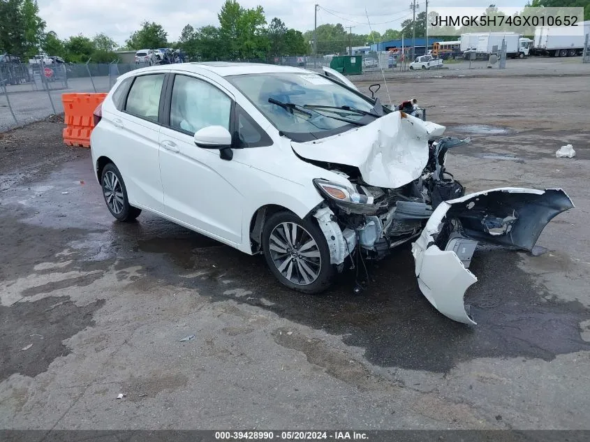 JHMGK5H74GX010652 2016 Honda Fit Ex