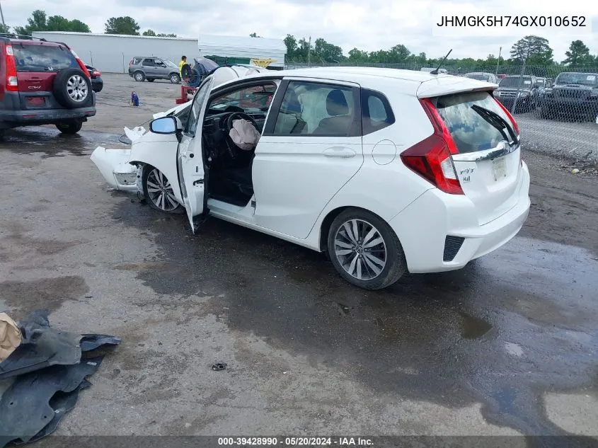 JHMGK5H74GX010652 2016 Honda Fit Ex