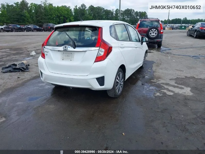 JHMGK5H74GX010652 2016 Honda Fit Ex