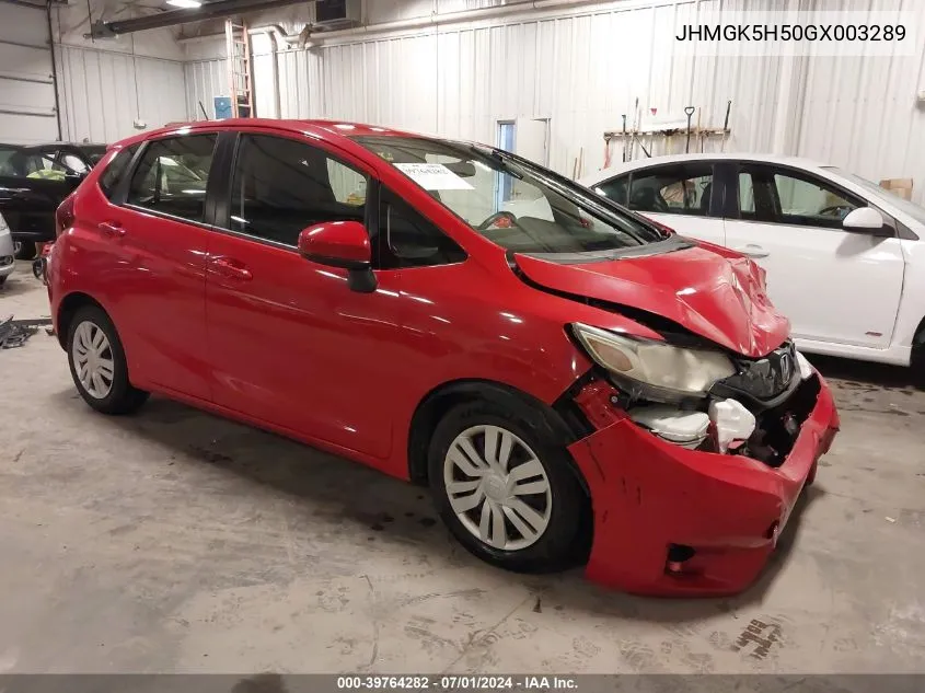 2016 Honda Fit Lx VIN: JHMGK5H50GX003289 Lot: 39764282