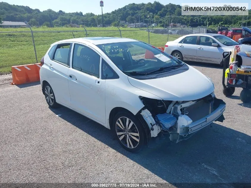 JHMGK5H72GX000542 2016 Honda Fit Ex/Exl