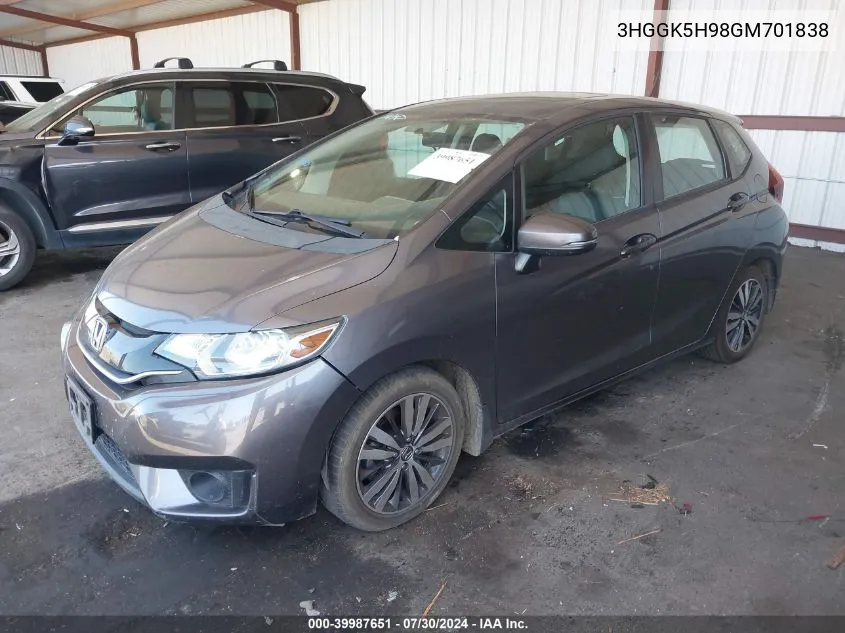 2016 Honda Fit Ex-L VIN: 3HGGK5H98GM701838 Lot: 39987651