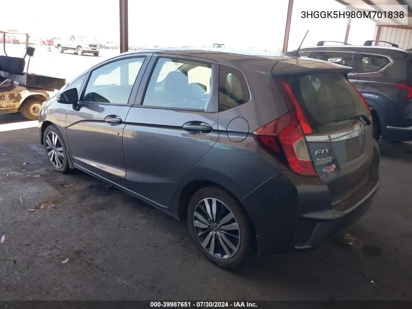 2016 Honda Fit Ex-L VIN: 3HGGK5H98GM701838 Lot: 39987651