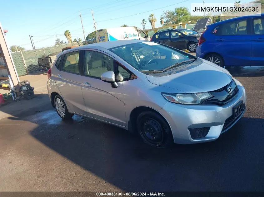 2016 Honda Fit Lx VIN: JHMGK5H51GX024636 Lot: 40033130