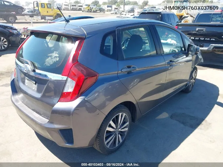 2016 Honda Fit Ex VIN: JHMGK5H76GX037609 Lot: 40103403