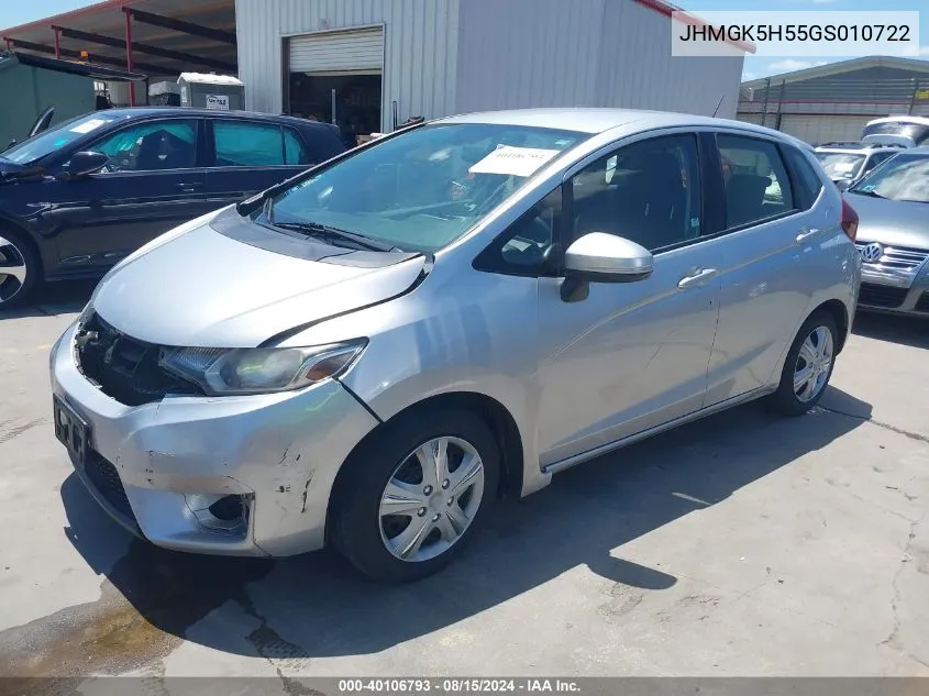 2016 Honda Fit Lx VIN: JHMGK5H55GS010722 Lot: 40106793