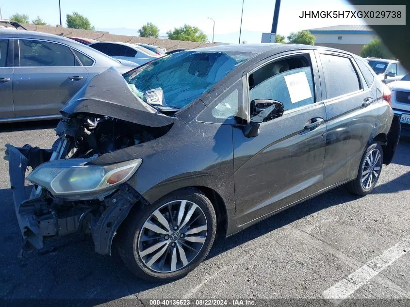 2016 Honda Fit Ex VIN: JHMGK5H7XGX029738 Lot: 40136523