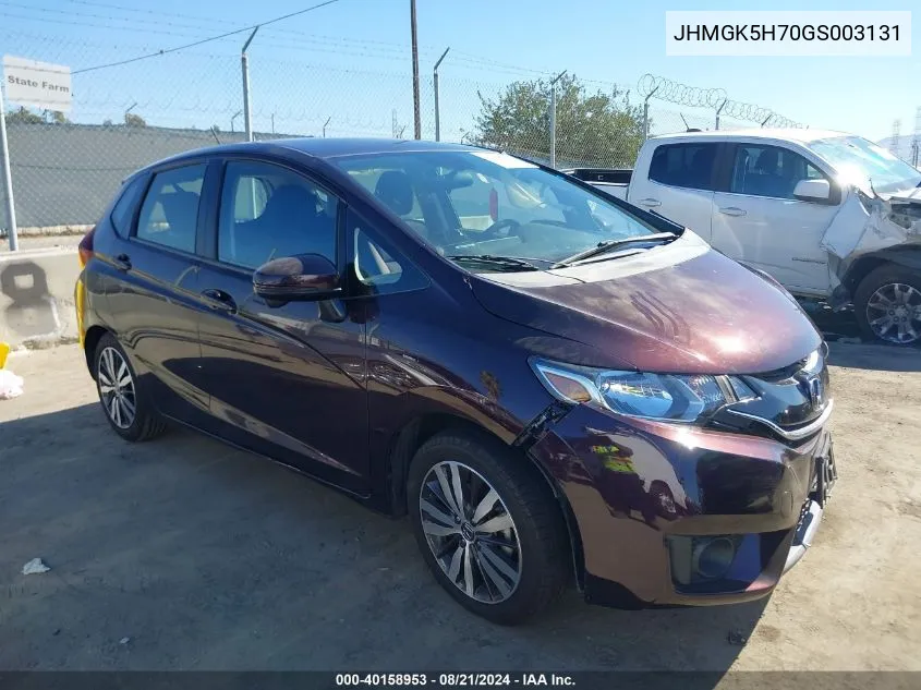 2016 Honda Fit Ex/Exl VIN: JHMGK5H70GS003131 Lot: 40158953