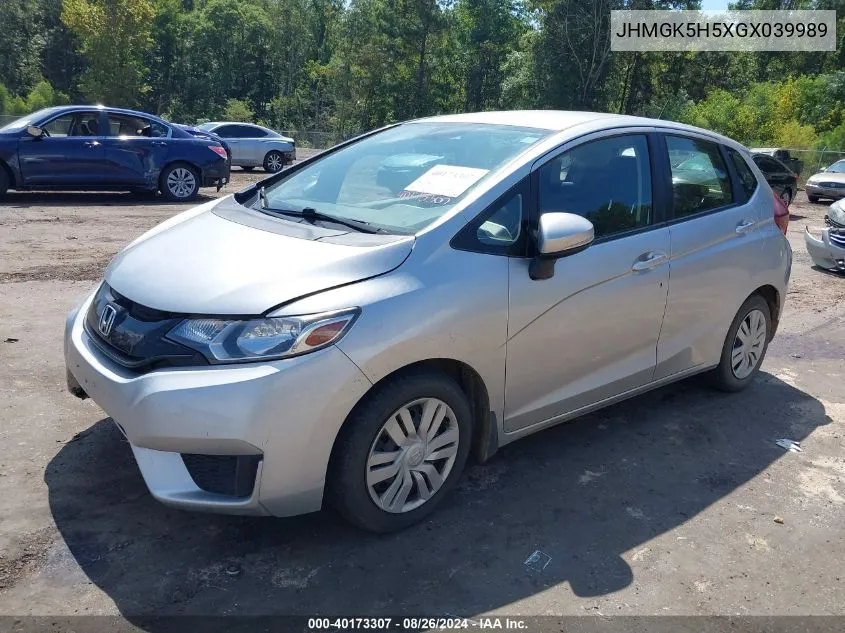 JHMGK5H5XGX039989 2016 Honda Fit Lx