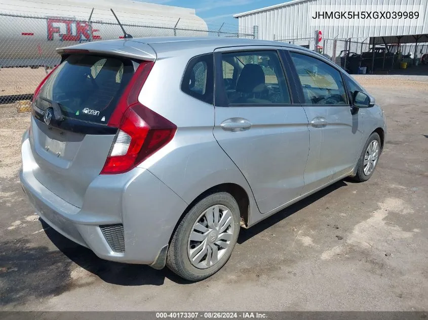 2016 Honda Fit Lx VIN: JHMGK5H5XGX039989 Lot: 40173307