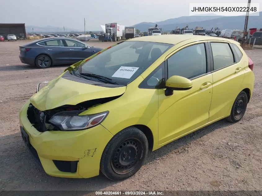 JHMGK5H54GX022248 2016 Honda Fit Lx